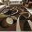 1PC Modern Abstract Geometric Circle Brown Tan Cream Black area rugs for Living Room, Soft and Comfortable, Suitable for all seasons, easy-to-maintain, machine washable Indoor floor mat, Under Table Farmhouse suitable for dining table, bedroom,-129870774
