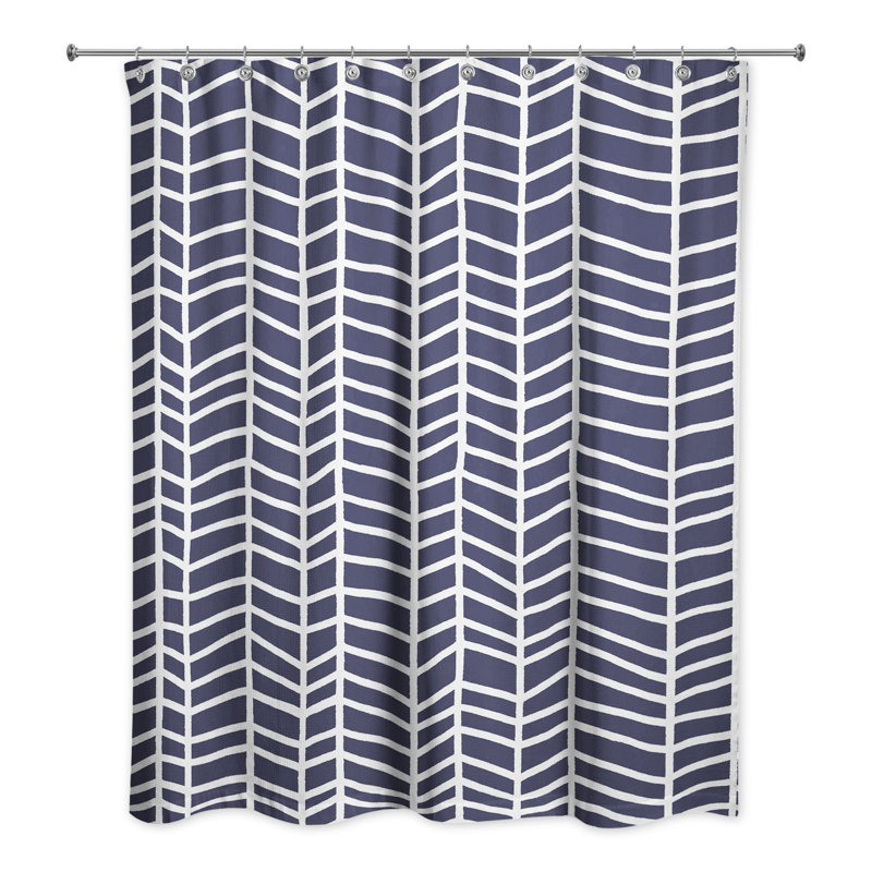 Rideau de douche simple à chevrons Kral, Bleu marine