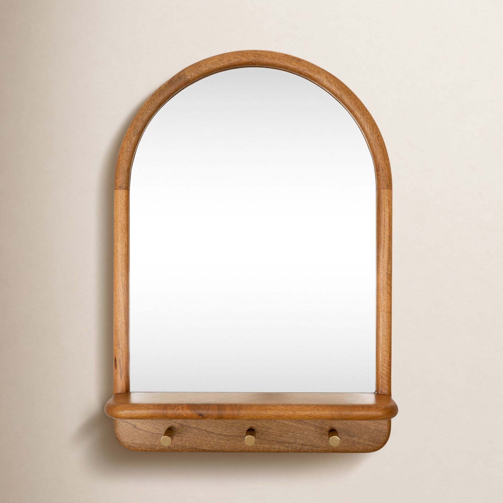 Erving Solid Wood Accent Wall Mirror, Mid Tone Honey