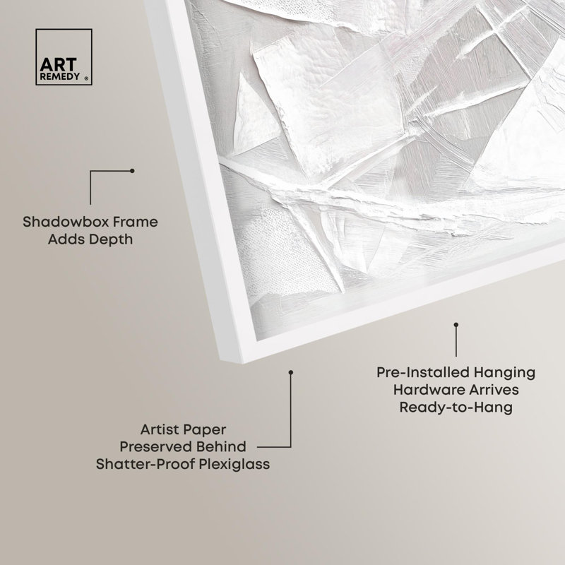 "Thick White Texture II", art mural blanc par Art Remedy, H 25 po x l 17 po, Blanc