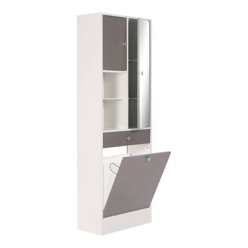 Arignote Linen Cabinet, White/Taupe