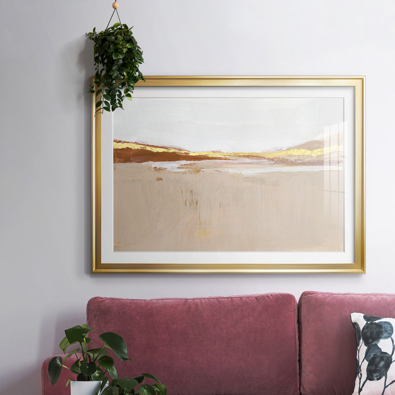 Gilded Expanse II - Cadre encadré avec cadre biseauté et verre, H 19 po x l 27 po x P 1,5 po, Or