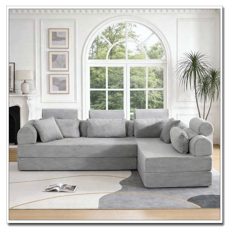 Canapé modulaire en L, Gris clair