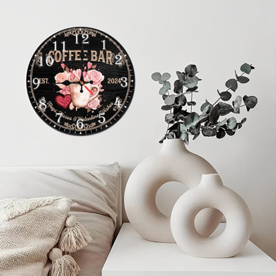 Horloge murale en bois 10 po, mouvement silencieux, à piles (piles AA non incluses), décor artistique, parfait pour les décorations