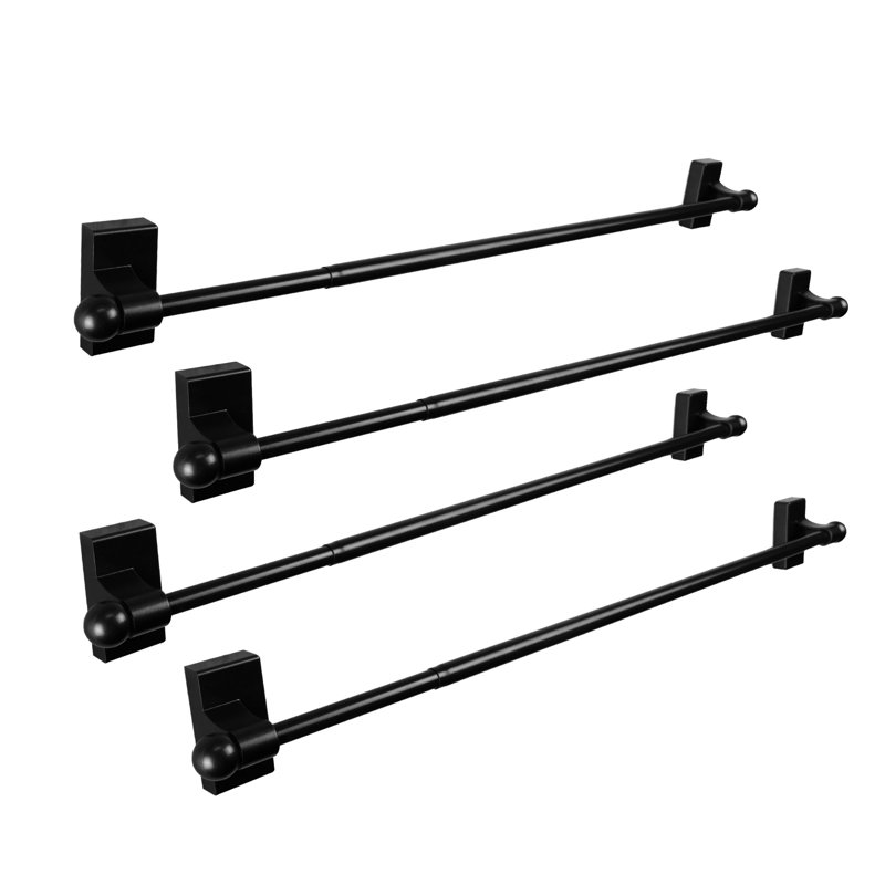 Tringle à rideaux magnétique Ike, Noir, noir, noir, noir, 28" - 48"