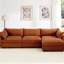 Fauteuil en L en forme de L 3 places en chenille orange, avec coussins amovibles, en forme de croissant, enveloppants et tiroirs de rangement, pour chenille nordique avec coussins en forme de croissant-1746866891