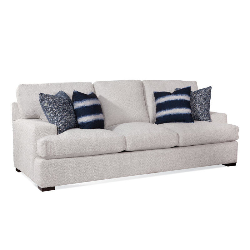 Cambria Upholstered 97'' Sofa, Java Finish, Snow Crypton Performance; 0884-91