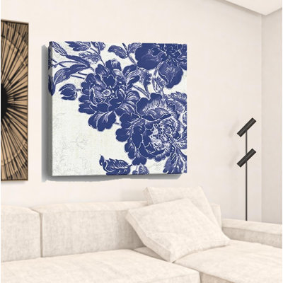 «Blue Toile Rose», impression murale sans cadre