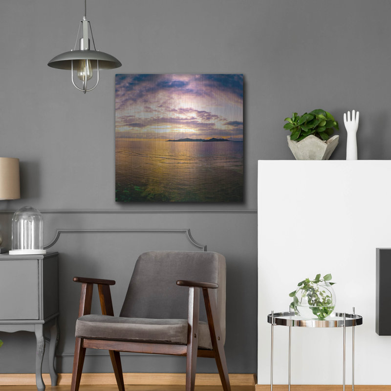 Seychelles -Praslin Island Sunset, art mural en métal, H 24 po x l 24 po