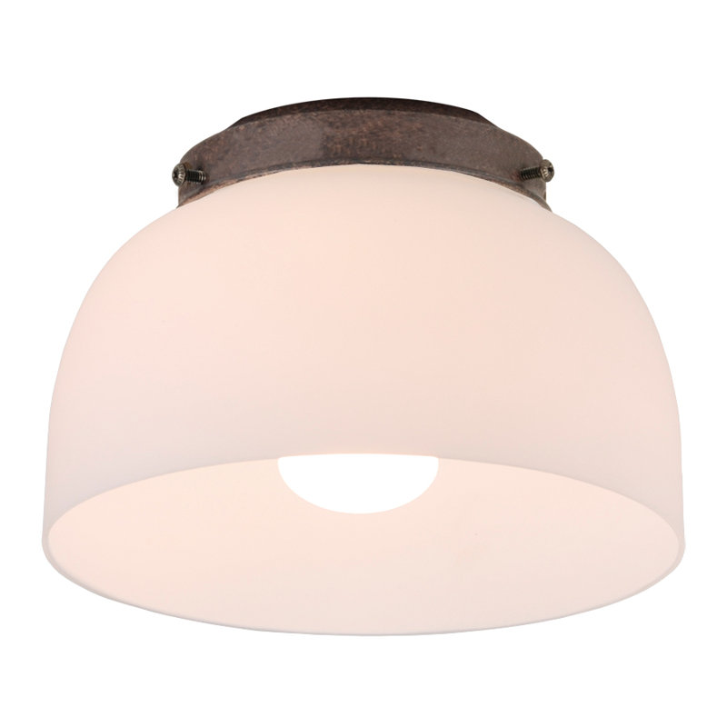 Glass Flush Mount, Brass Antique