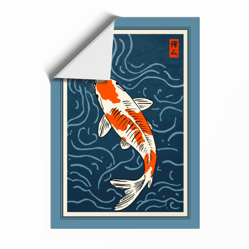 Dancing Koi Japandi - Framed Print, A3 - 42.0 x 29.7 cm, Unframed