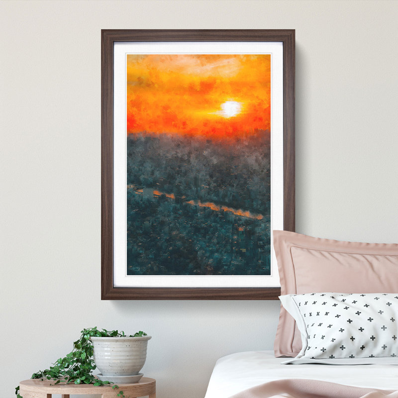 Sunset over Tokyo - Framed Print, 33cm H x 24cm W x 2cm D, Walnut Framed