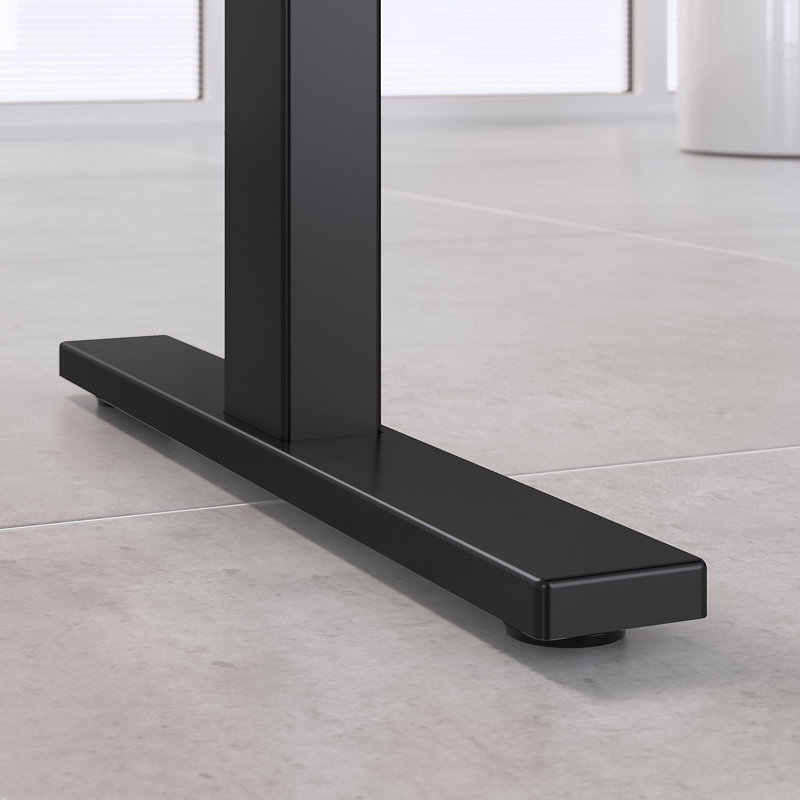 Adjustable Metal Base Standing Desk, Harvest Cherry/Black, 47.68" H x 59.45" W x 29.37" D