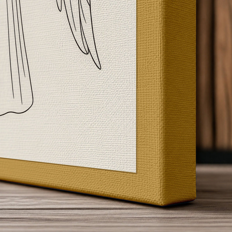 Angel with Golden Wings Minimalist - Wrapped Canvas, 24x16 - 61.0 x 40.6 cm, Ochre Border