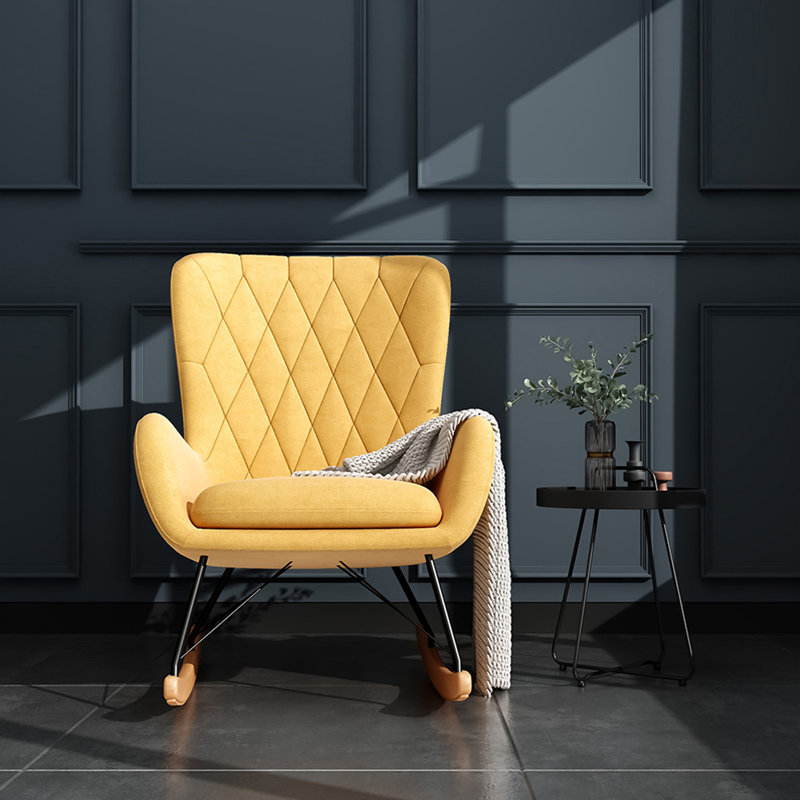 Amalga Metal Rocking Chair, Linen, Yellow