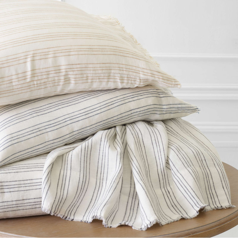 Lush Linen Stripe Sham, King, Slate Blue