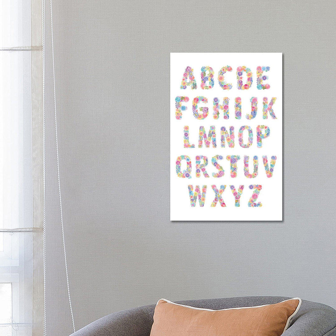 Blooming Alphabet von Stephanie Corfee - Galerie-verpackte Leinwand Giclée auf Leinwand