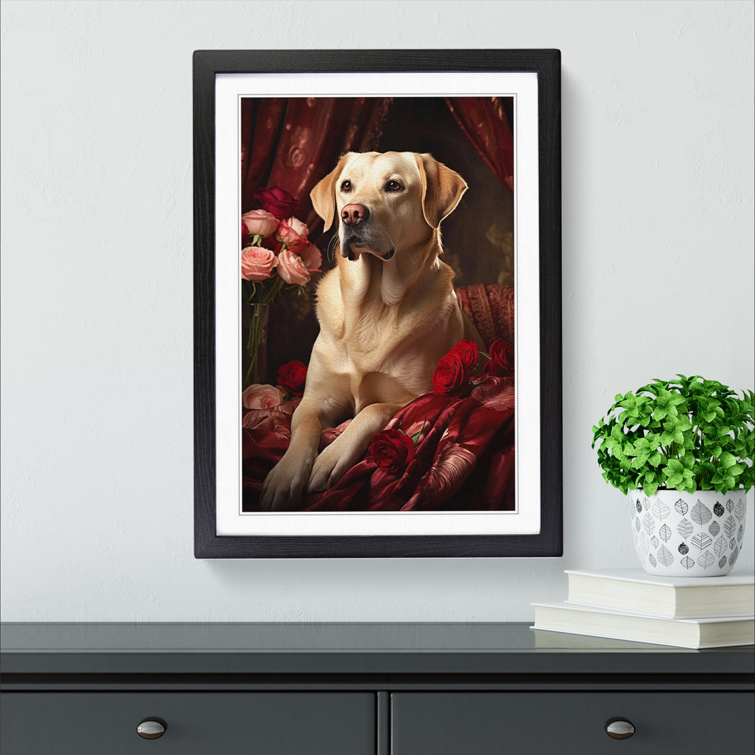 Labrador Retriever Romanticism - Single Picture Frame Print on Wood