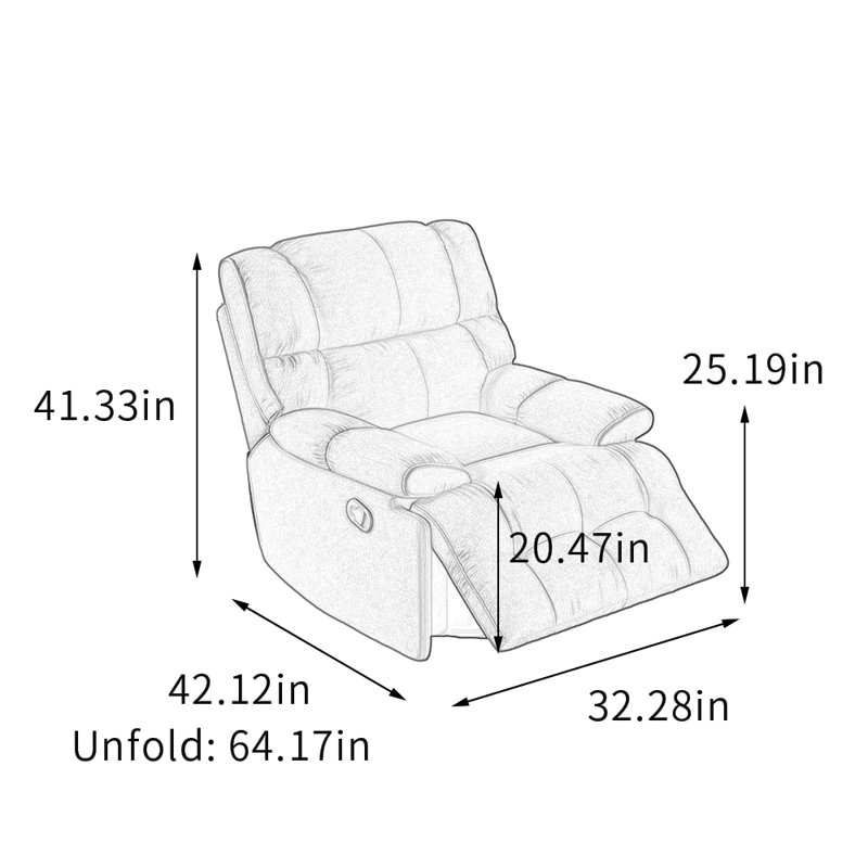 Single Manual Living Room 360° Swivel Recliner, Gray