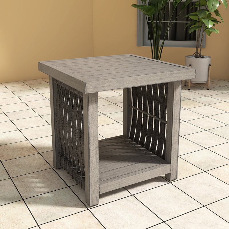 Table d'appoint carrée à 2 niveaux avec rangement intérieur / extérieur