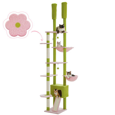 90.5''-1 00.4'' Height Floor To Ceiling Pink Cat Tree