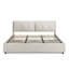 Très grand lit plateforme tapissier hydraulique avec tête de lit intégrée, tissu chenille, beige-129523241