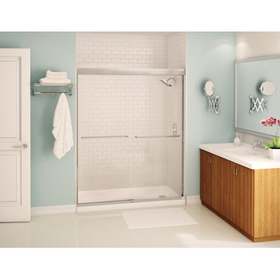 Aura 55-59 x 71 in. 6 mm Sliding Shower Door for Alcove Installation with Clear glass in Chrome