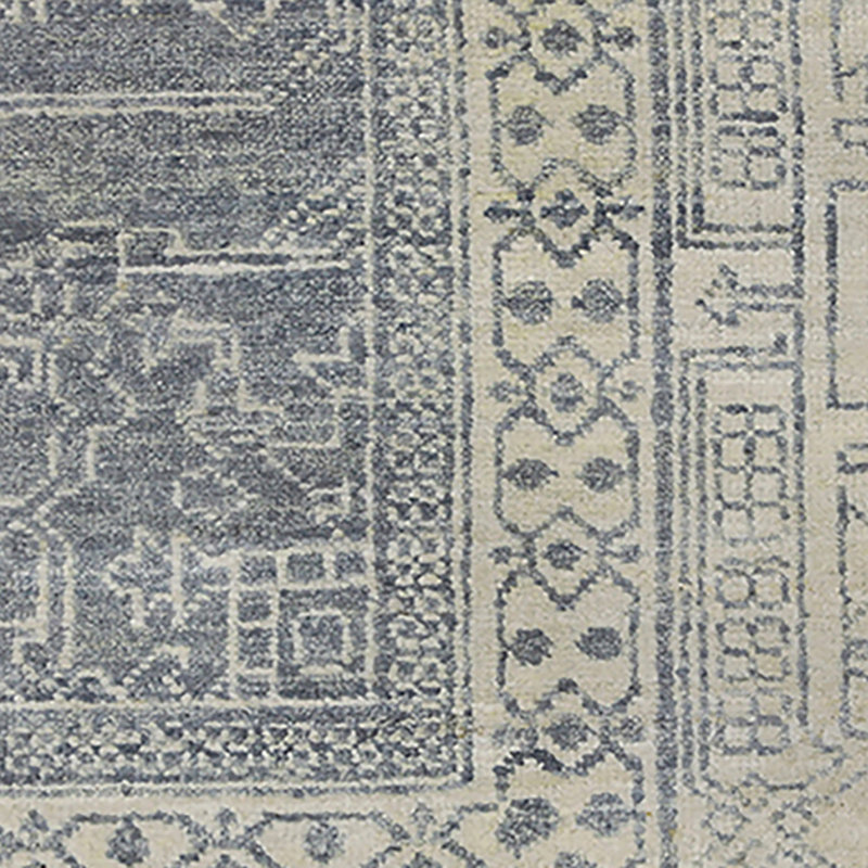 Nuit Arabe Wool Floral Area Rug in Blue, Rectangle 8' x 10'