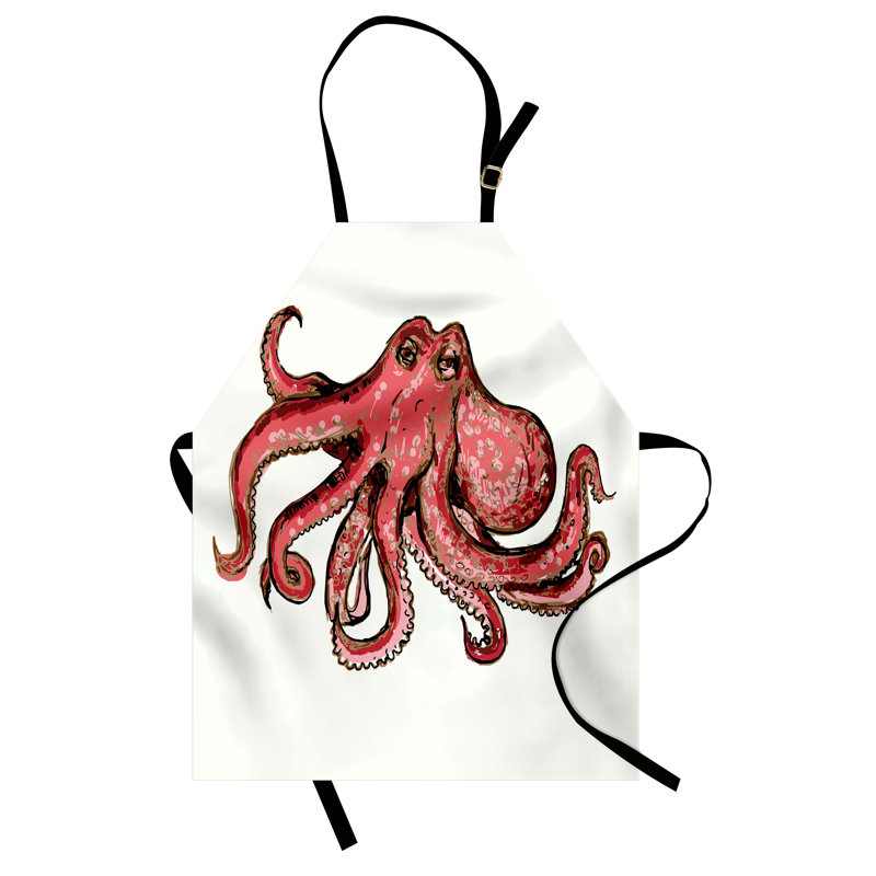 Tablier East Urban Home Octopus, cuisine de jardinage, taille adulte, rouge rose