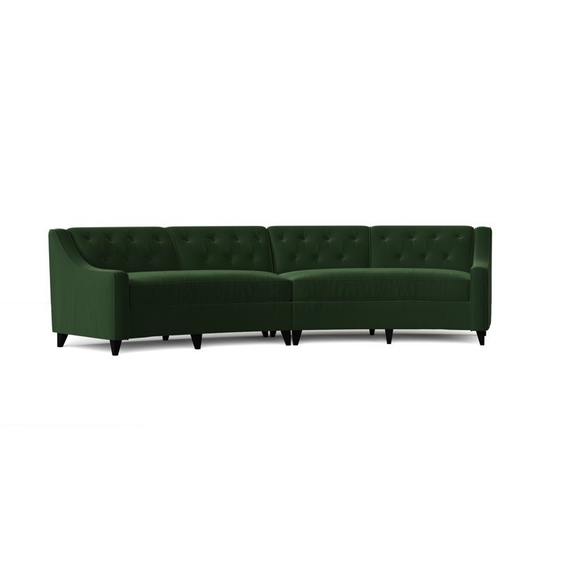 Canapé modulaire de coin symétrique 147 po Charlotte, Émeraude, Noyer, Plumes / duvet