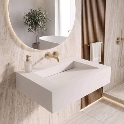Lavabo de salle de bain mural Pyramid 24 "avec cuve à rampe - blanc