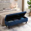 Banc de lit bleu en tissu de 59 po avec fonction de rangement. Design contemporain pour diverses pièces. Bouton, revêtement doux, pieds. Facile à assembler. L 59 po x l 17,49 po x H 18 po. Rangement: l 55,5 po x l 7 po x H 7 po-497636803
