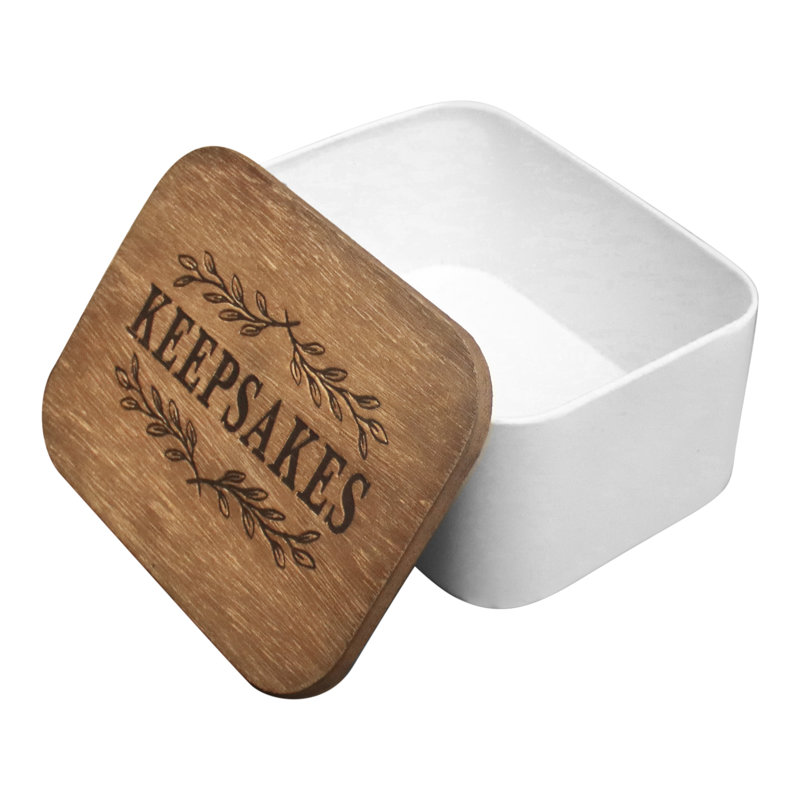 Boîte de rangement pour souvenirs en bois et métal