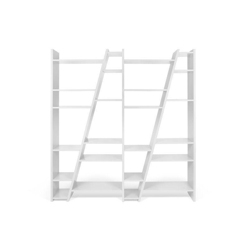 Abba 195cm H Geometric Bookcase, Pure White, (25 Shelves) 195" H x 248" W x 30" D