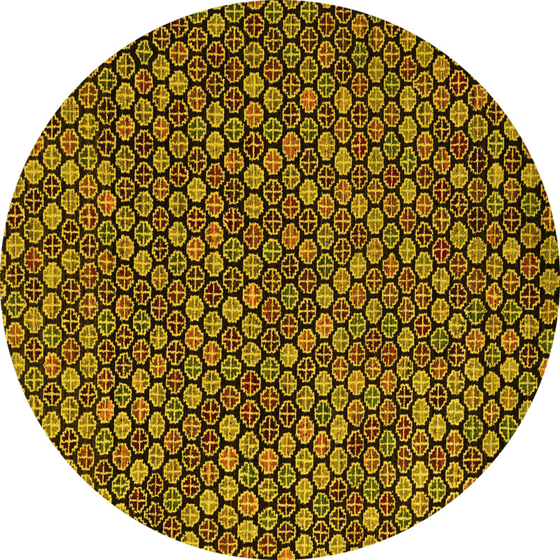 Washable Abstract Indoor Rug, Round 7'