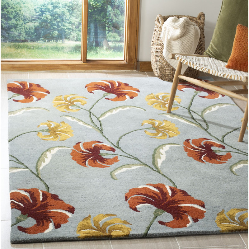 Avayah Soho Hand Tufted Wool And Viscose Floral Rug, Rectangle 7'6" x 9'6"
