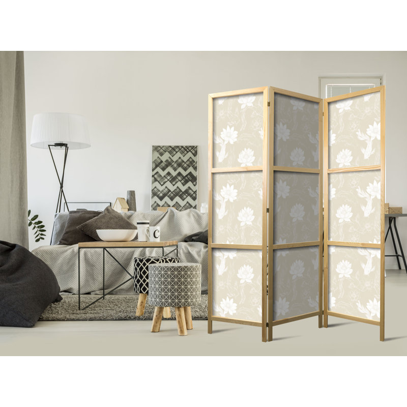171cm H Solid Wood Folding Room Divider, 171cm H x 135cm W x 1.2cm D, 3