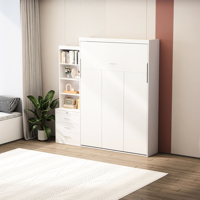 Lit double avec tablette - Idée de chambre à coucher peu encombrante pour une chambre moderne ou stable
