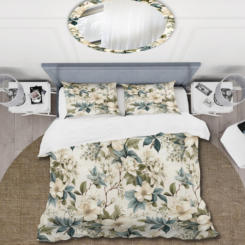 Ensemble de housse de couette Vintage Flora III, Housse de couette simple + 1 taie décorative stan