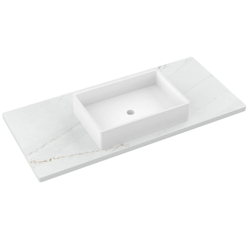 Meuble-lavabo flottant simple très grand doré, Noir, 48"