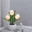 LED Tulip Night Light Table Lamp with Vase - Simulation Real-Touch Artificial Flower Decor - Soft Accent Light for Bedroom/Living Room Centerpiece - Party/Wedding Gift, Pink