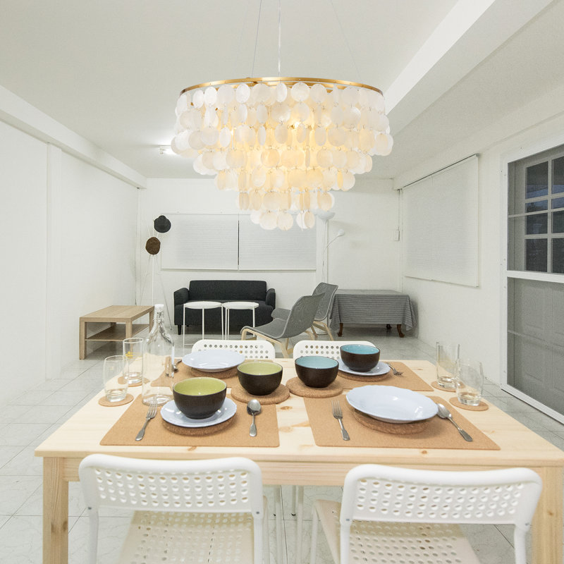6-Light Dimmable Capiz Shell Chandelier