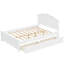 Lit plateforme double en bois avec tête de lit et deux tiroirs, blanc-1829670118