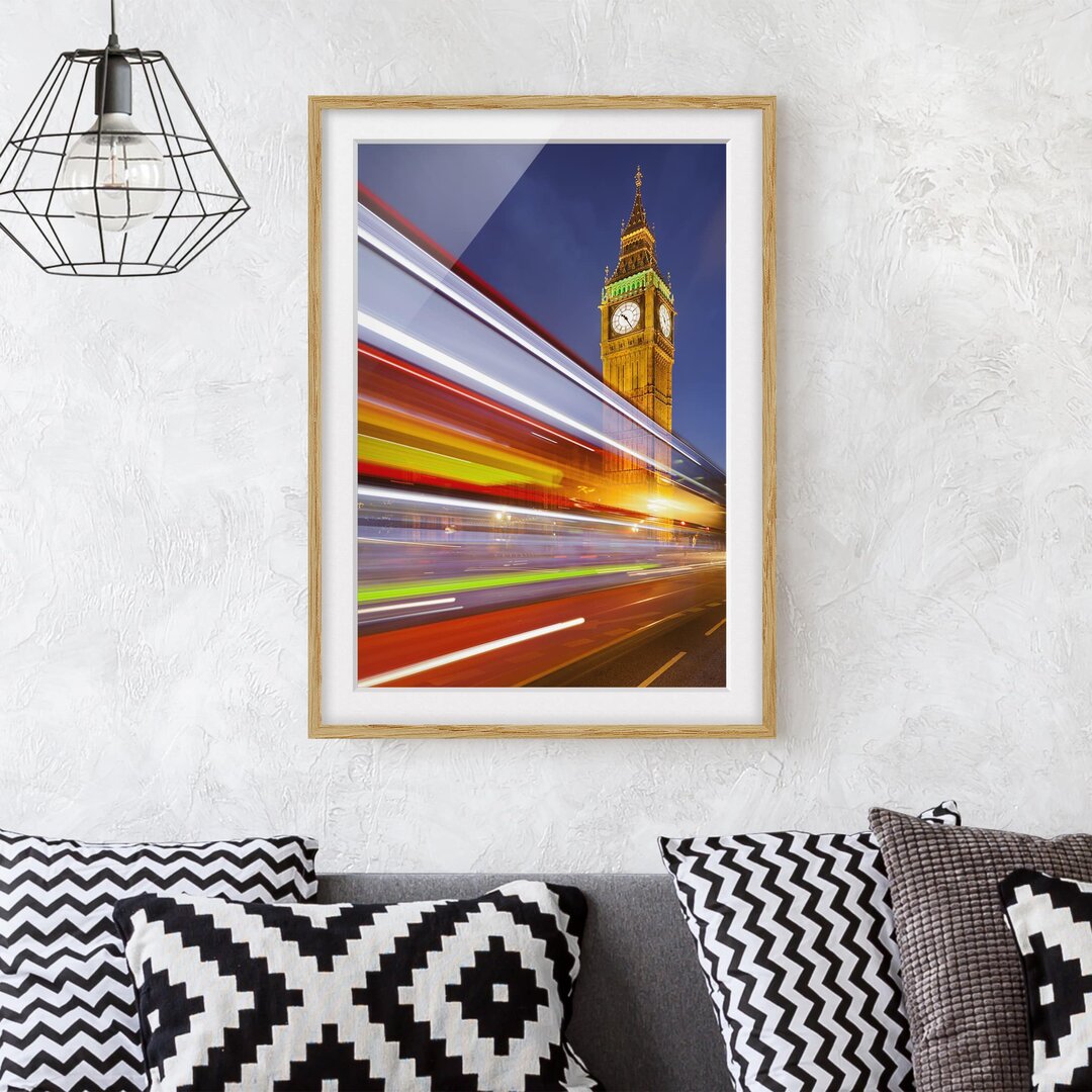 Gerahmter Kunstdruck Traffic in London von Big Ben at Night