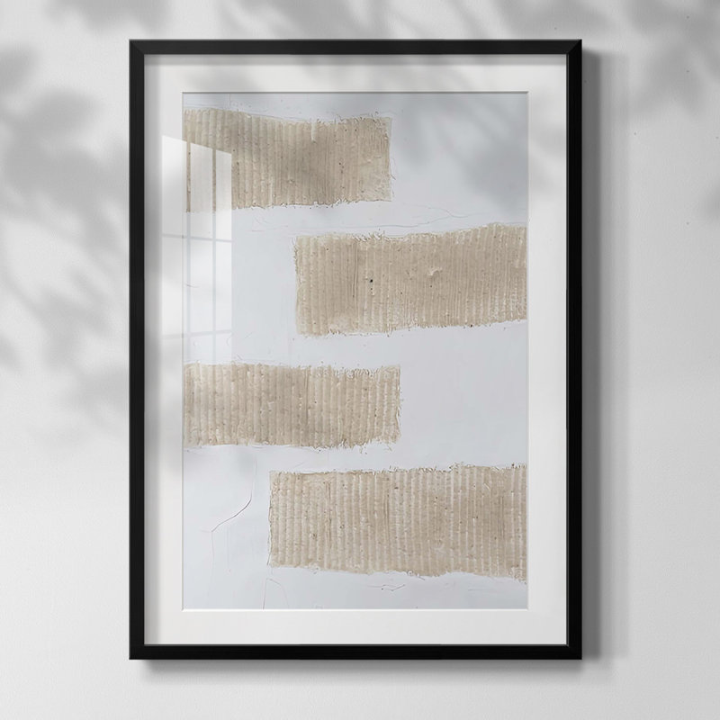 Textures écru II, Papier avec cadre noir, Blanc