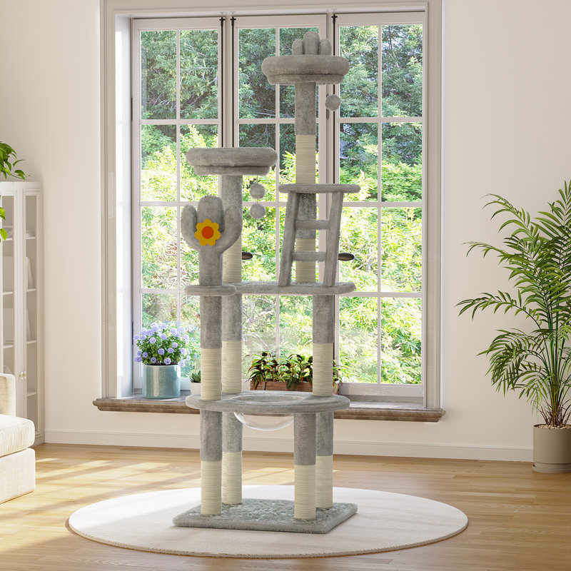 72" Multi-Level Cat Tree with Cat Scratching Posts,  Tall Cat Tower for Indoor Cats