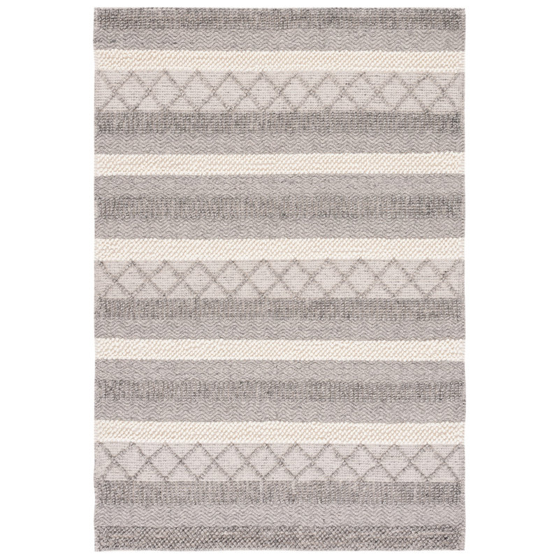 Natura Hand Woven Cotton And Wool Geometric Rug, Rectangle 3' x 5'