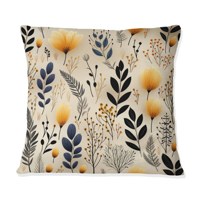 Minimalist Beige Garden Floral Dreams - Coussin décoratif imprimé floral