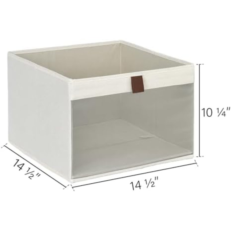 Closet Storage Bins, Extra Large Storage Baskets With Clear Window And Handles, Foldable Fabric Organizer For Clothes, Shelves, Beige, 3 Pack