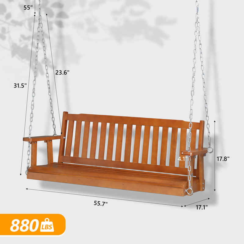 Balancelle en bois massif pour 2 personnes, Brun
